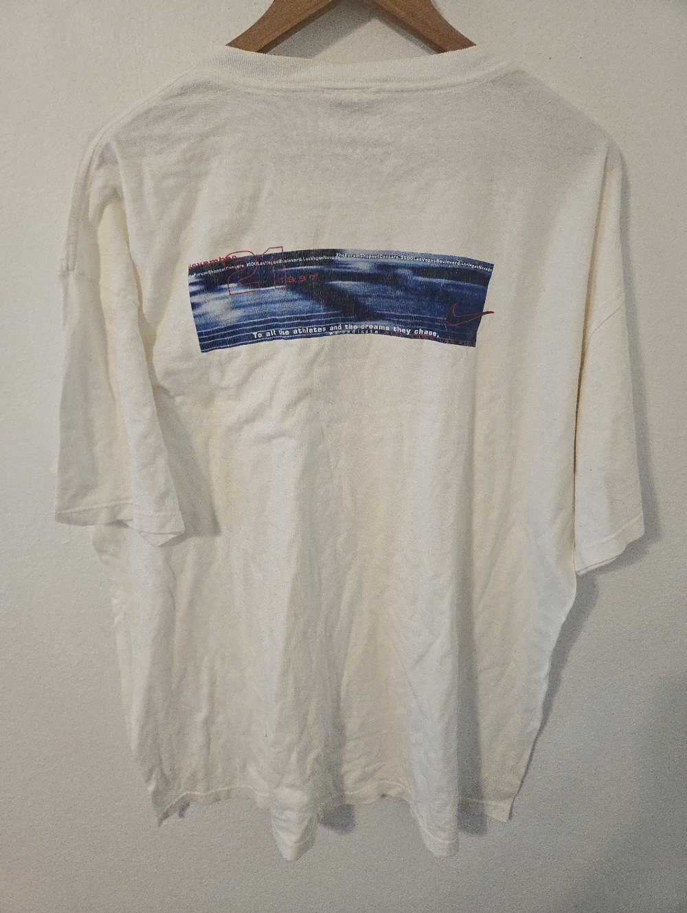 Vintage Nike Town Las Vegas 1997 Mens XL USA Front/Back White "To All The Athlet